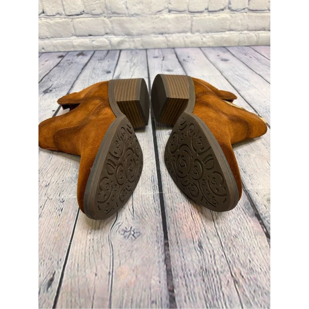 NWT Sonoma Woodcut Whiskey Western Coastal Cowgirl Suede Leather Ankle Boots 9